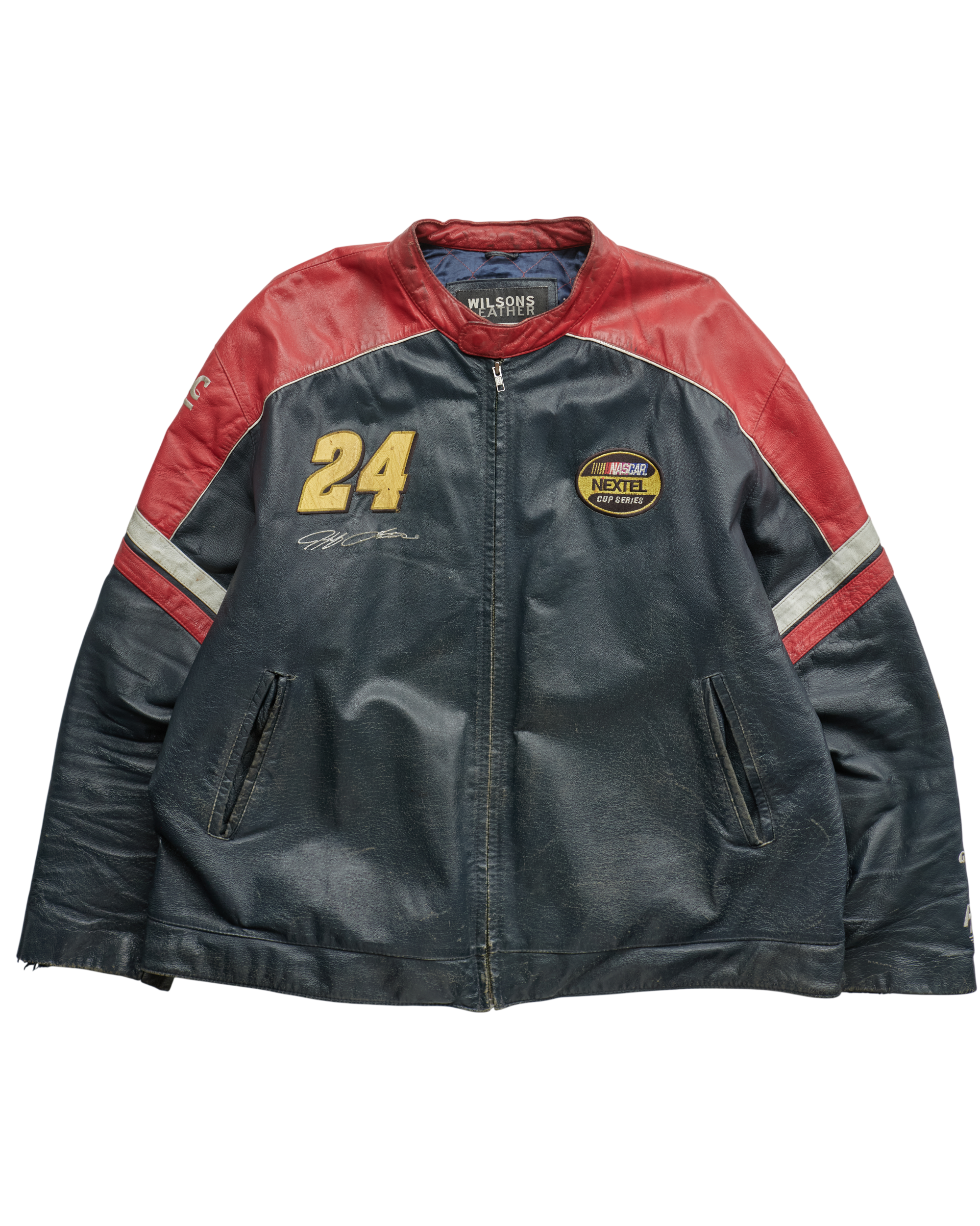 (XL) 90s DuPont Nascar Chase Authentics Leather Jacket