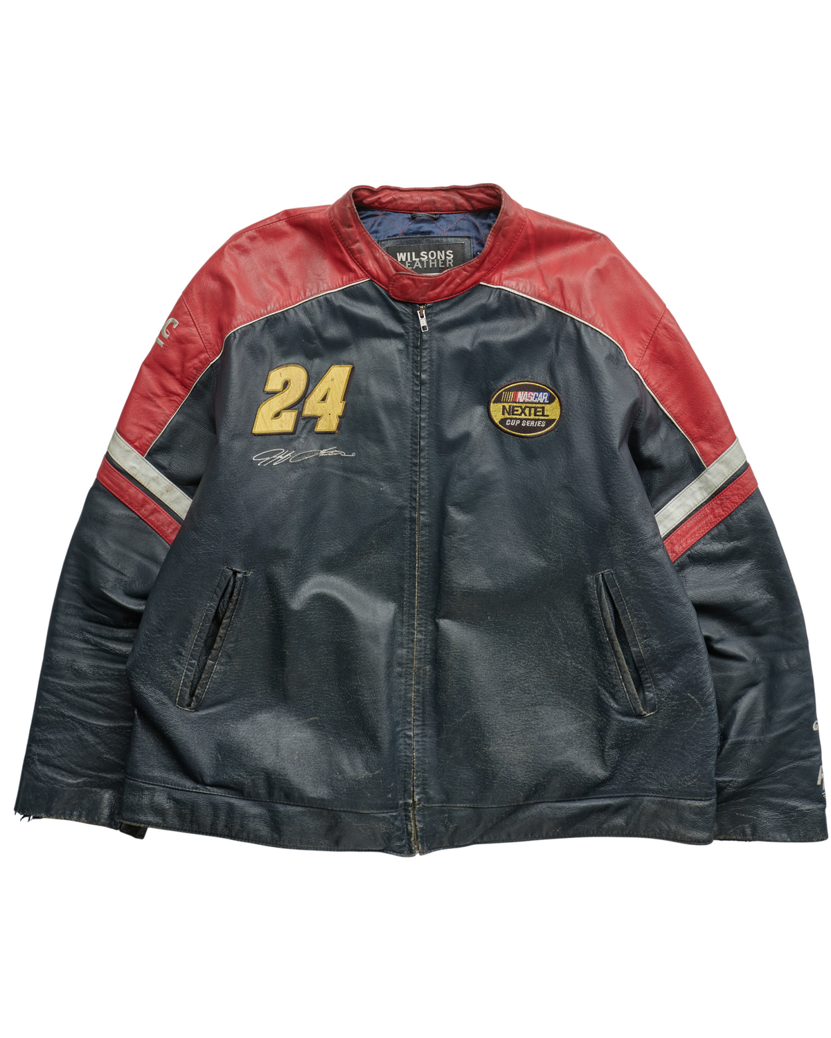 (XL) 90s DuPont Nascar Chase Authentics Leather Jacket