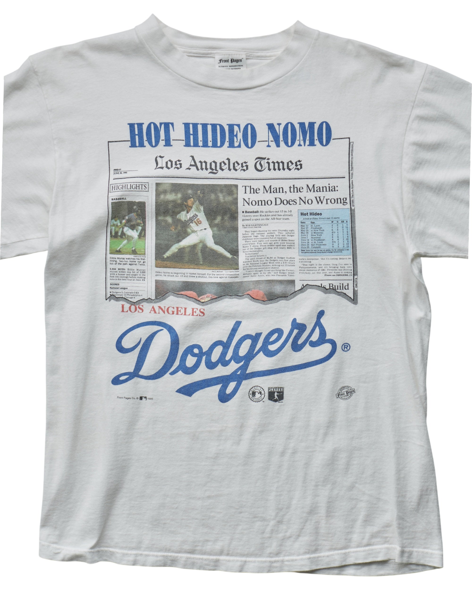 (M) 1995 Los Angeles Dodgers Nomo Front Pages T-Shirt