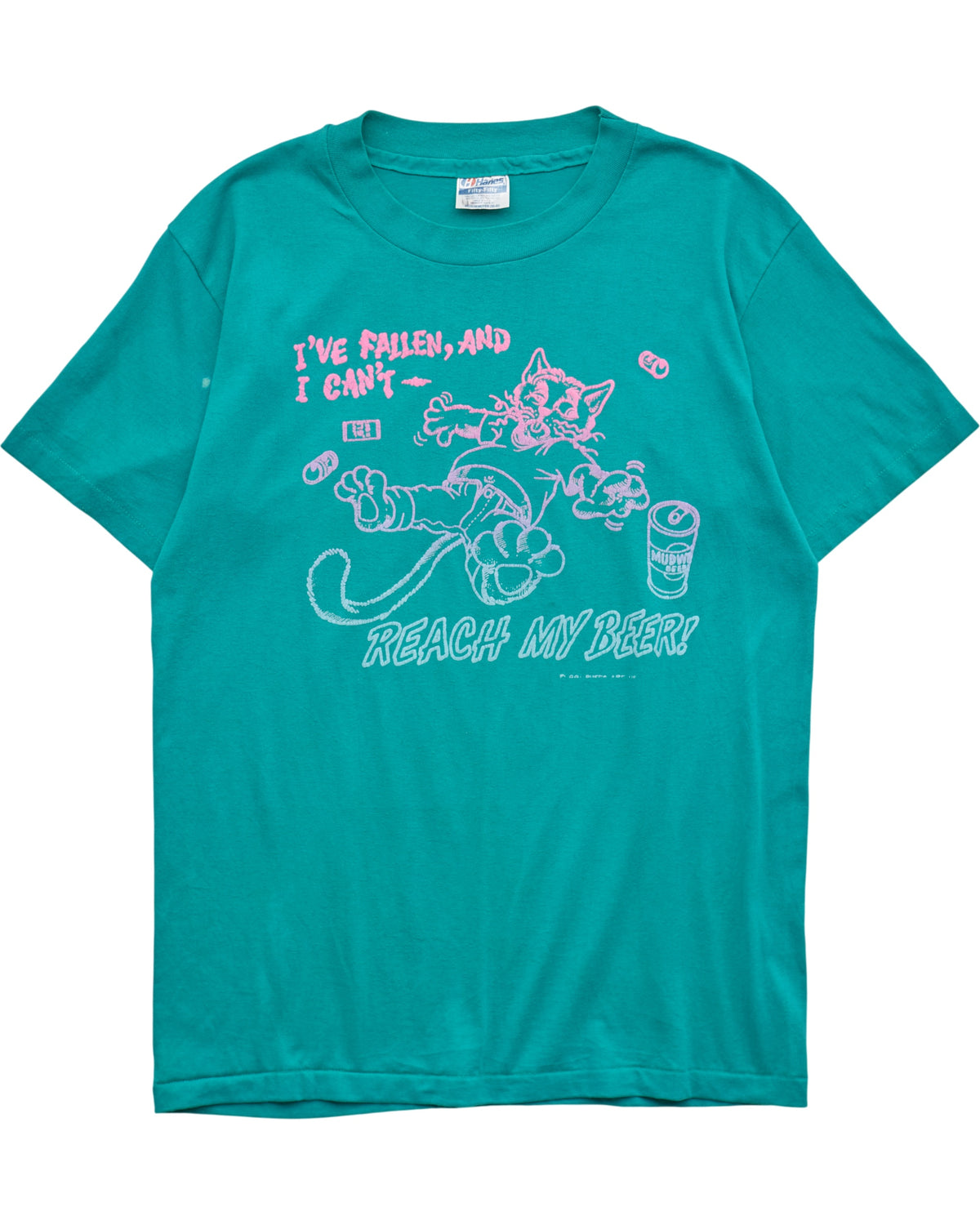 (M) 90s I've Fallen And I Can't Reach My Beer Hanes T-Shirt