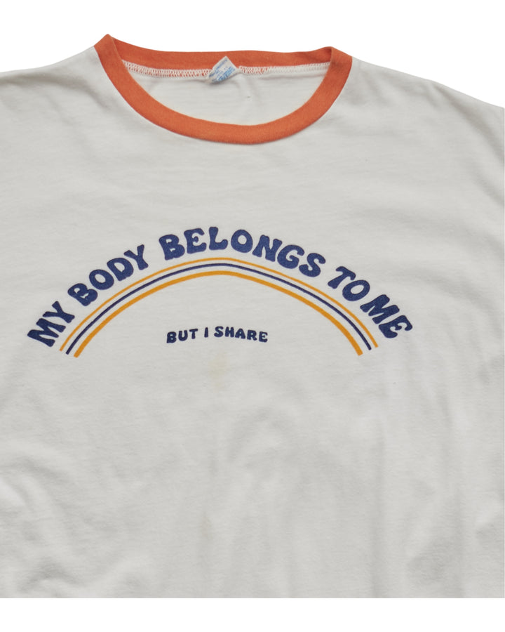 (S) 80s My Body Belongs To Me But I Share Champion T-Shirt