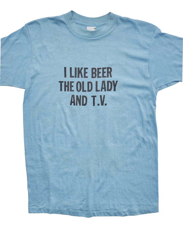 (S) 90s I Like Beer The Old Lady And TV T-Shirt