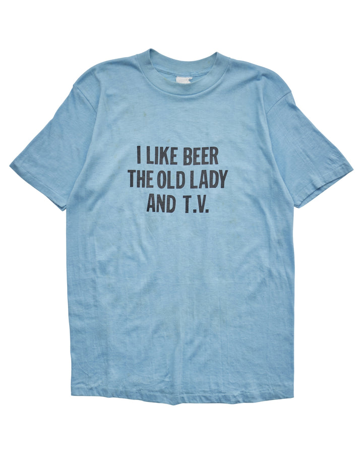 (S) 90s I Like Beer The Old Lady And TV T-Shirt