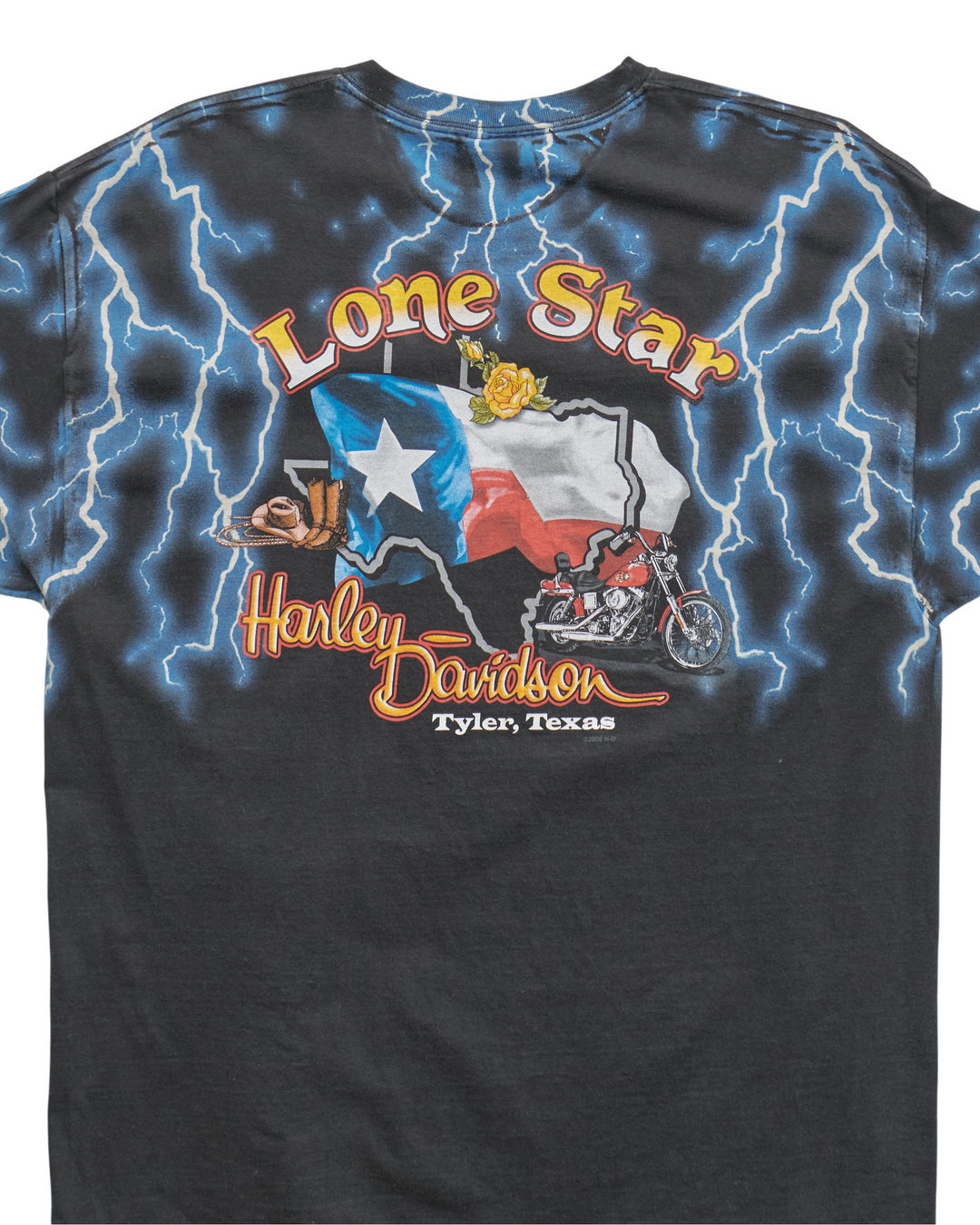 (L) 90s Blue Lightning Harley Davidson T-Shirt