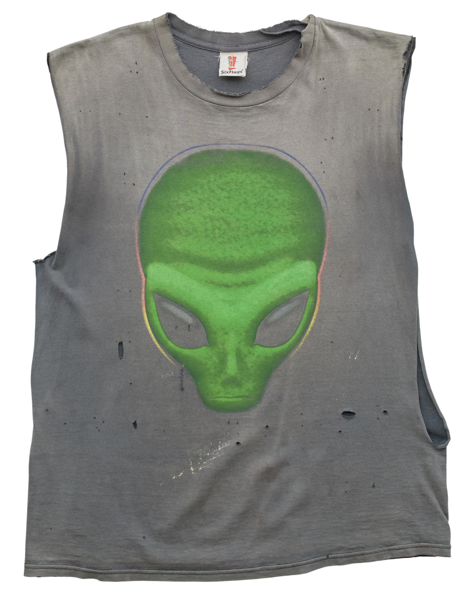 (S) 2000s Alien Six Flags Muscle Tee