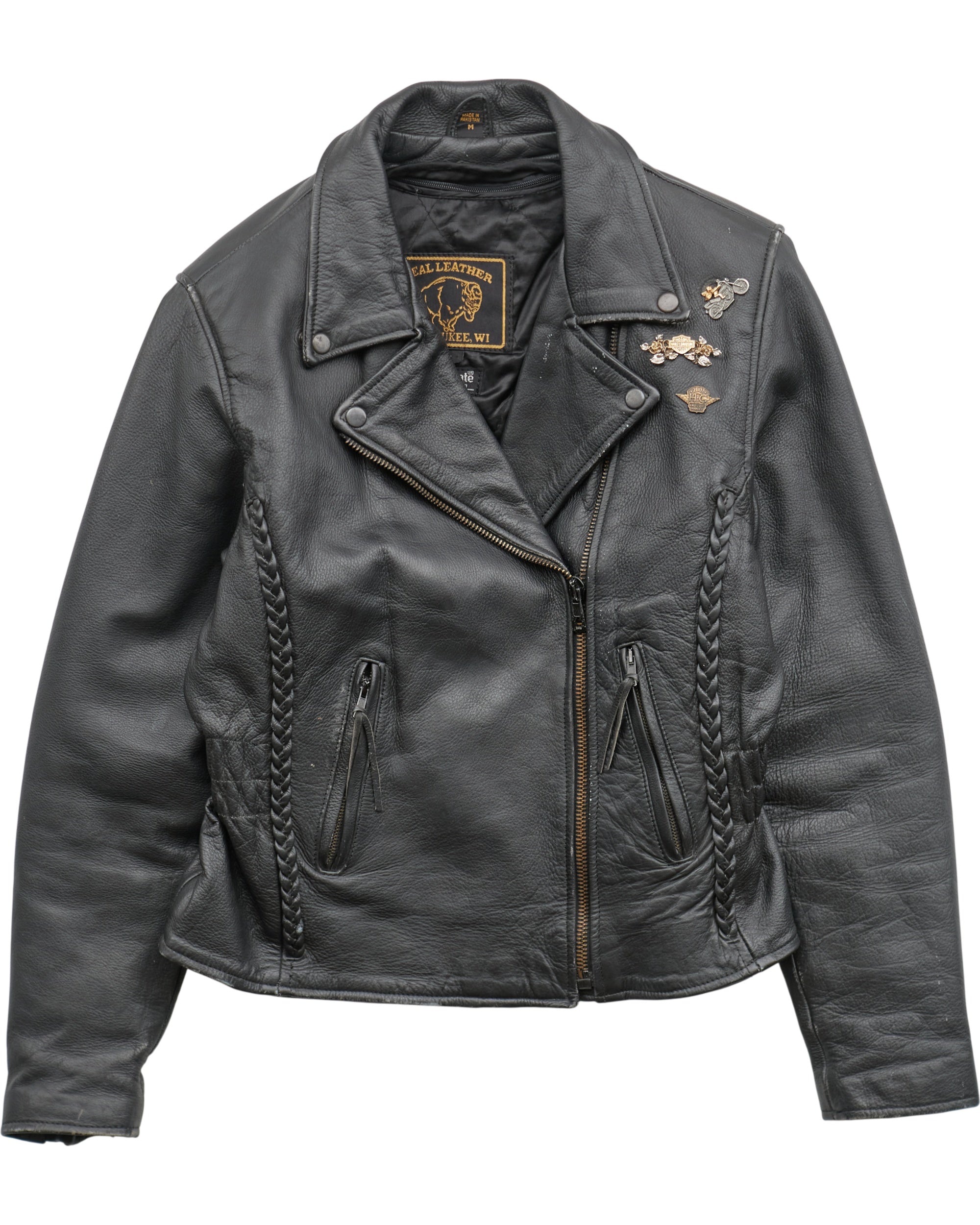 (S) 80s Real Leather Leather Jacket