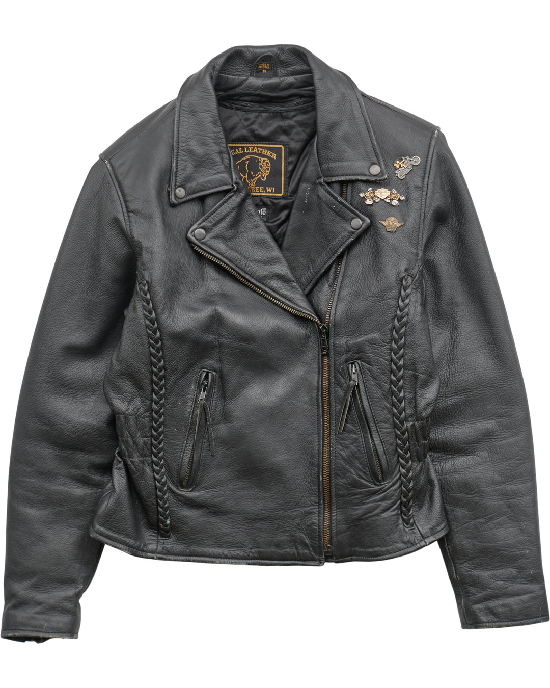 (S) 80s Real Leather Leather Jacket