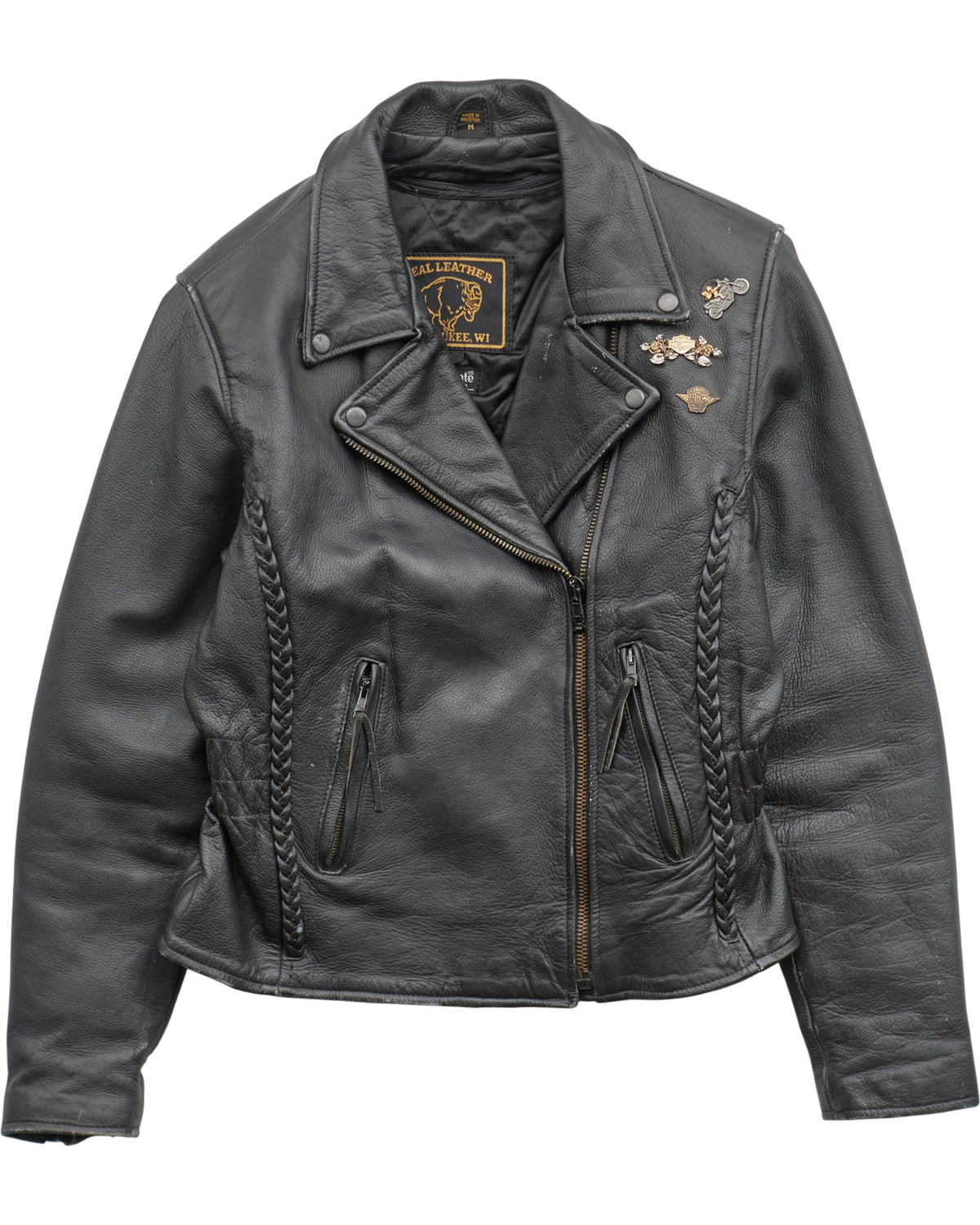 (S) 80s Real Leather Leather Jacket