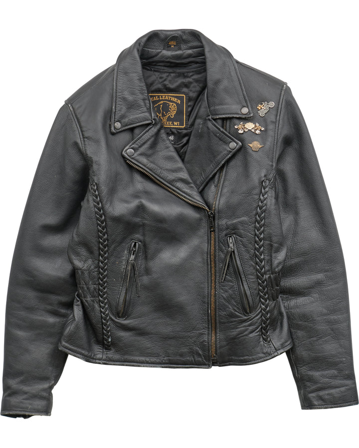 (S) 80s Real Leather Leather Jacket