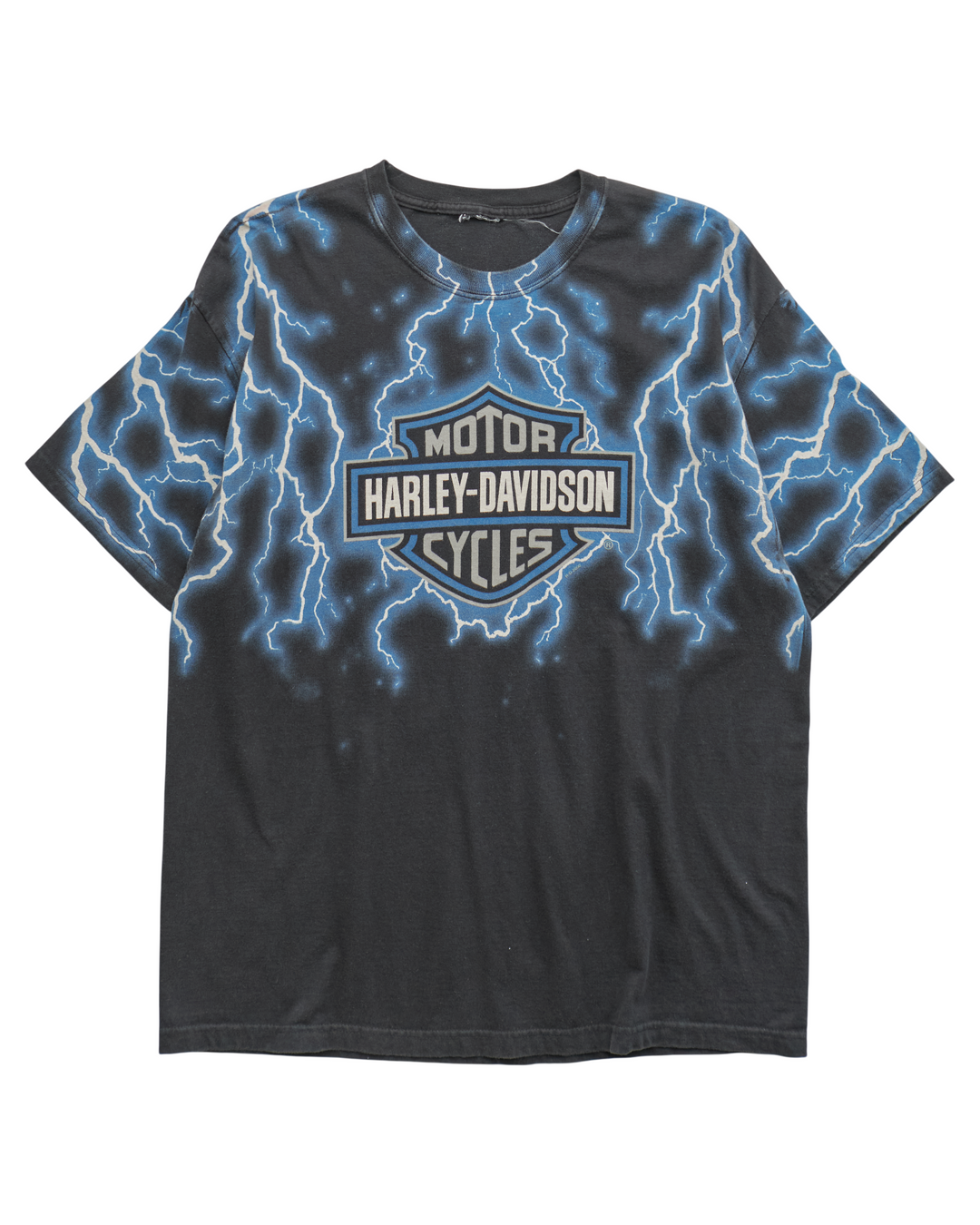 (L) 90s Blue Lightning Harley Davidson T-Shirt