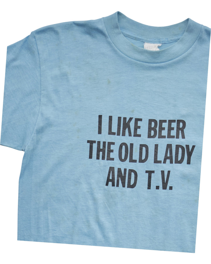 (S) 90s I Like Beer The Old Lady And TV T-Shirt