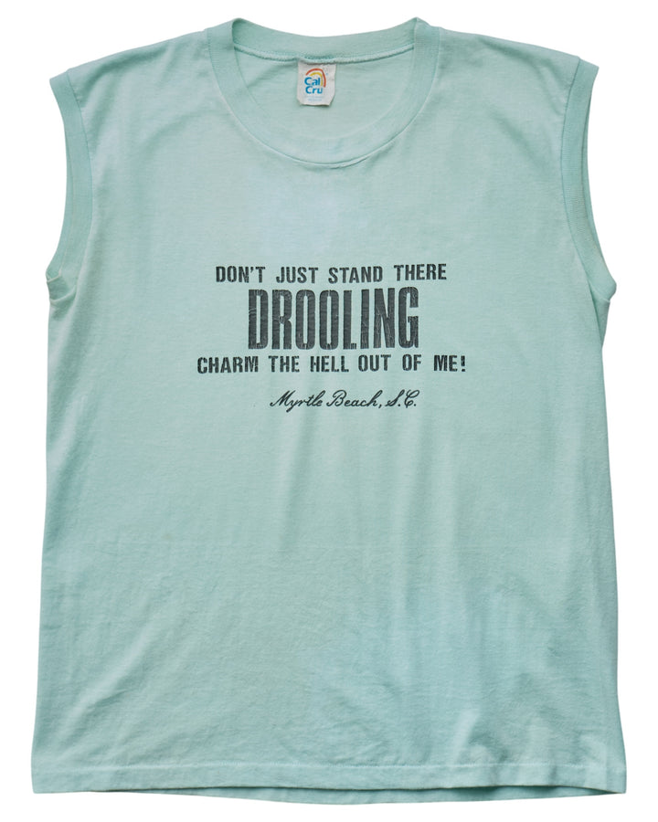 (XS) 80s Don't Stand There Drooling Cal Cru Muscle Tee