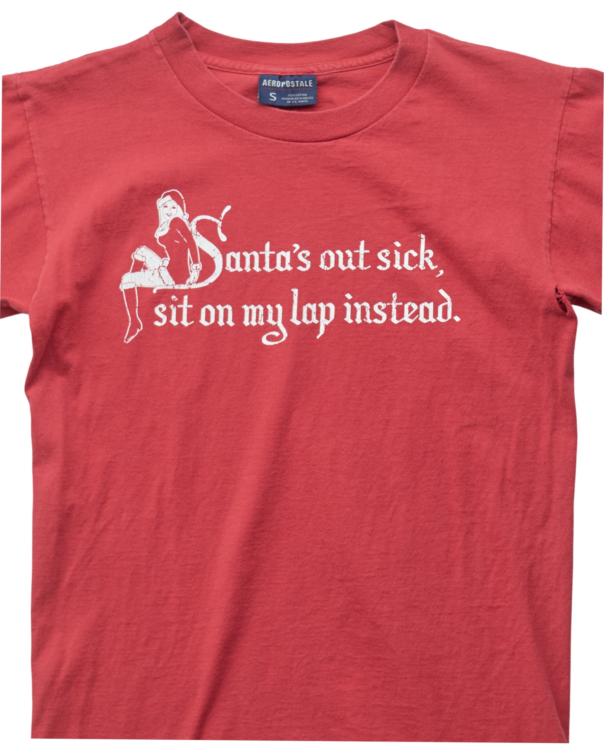 (XS) 2000s Santa's Out Sick Sit On My Lap Aeropostale T-Shirt
