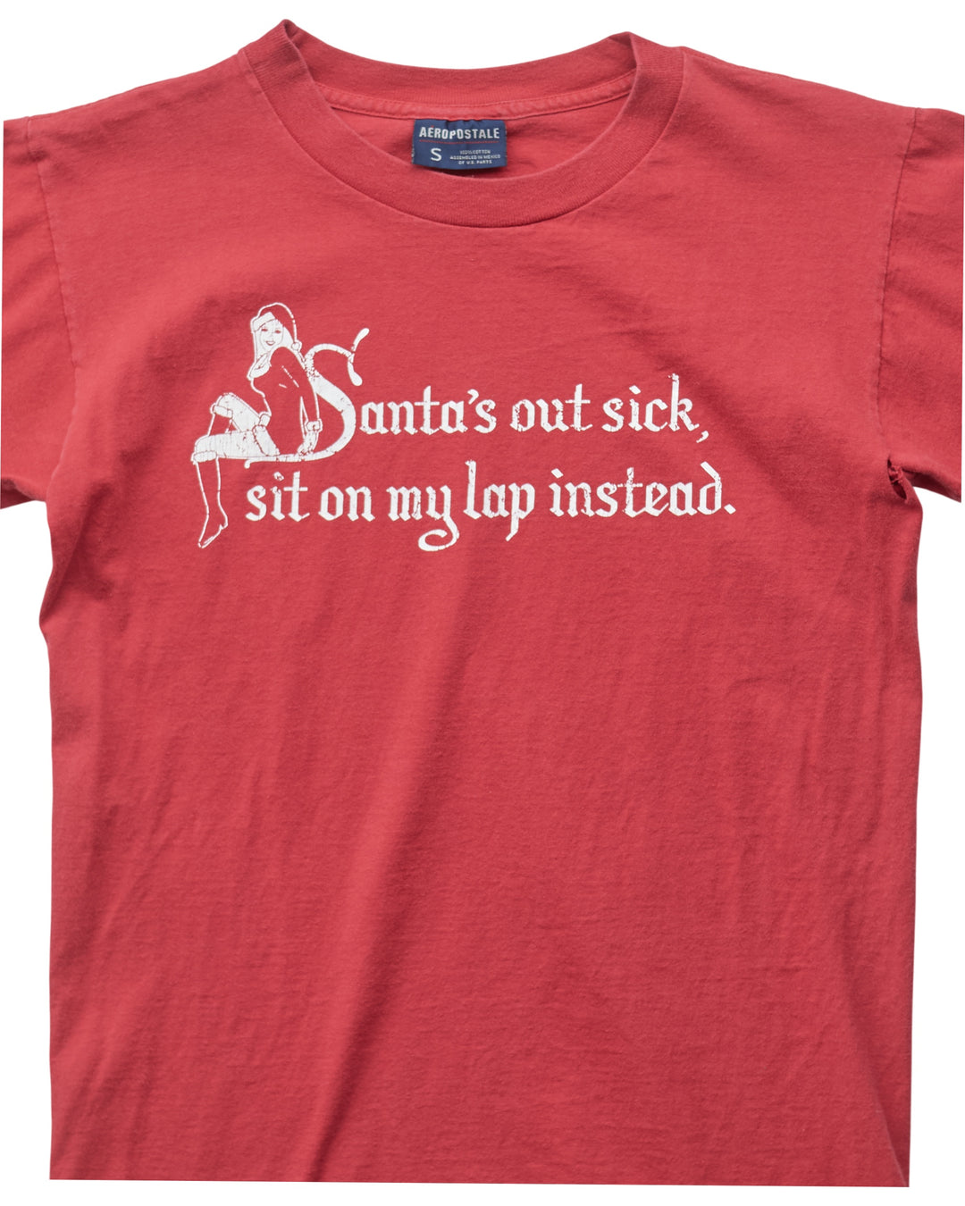 (XS) 2000s Santa's Out Sick Sit On My Lap Aeropostale T-Shirt