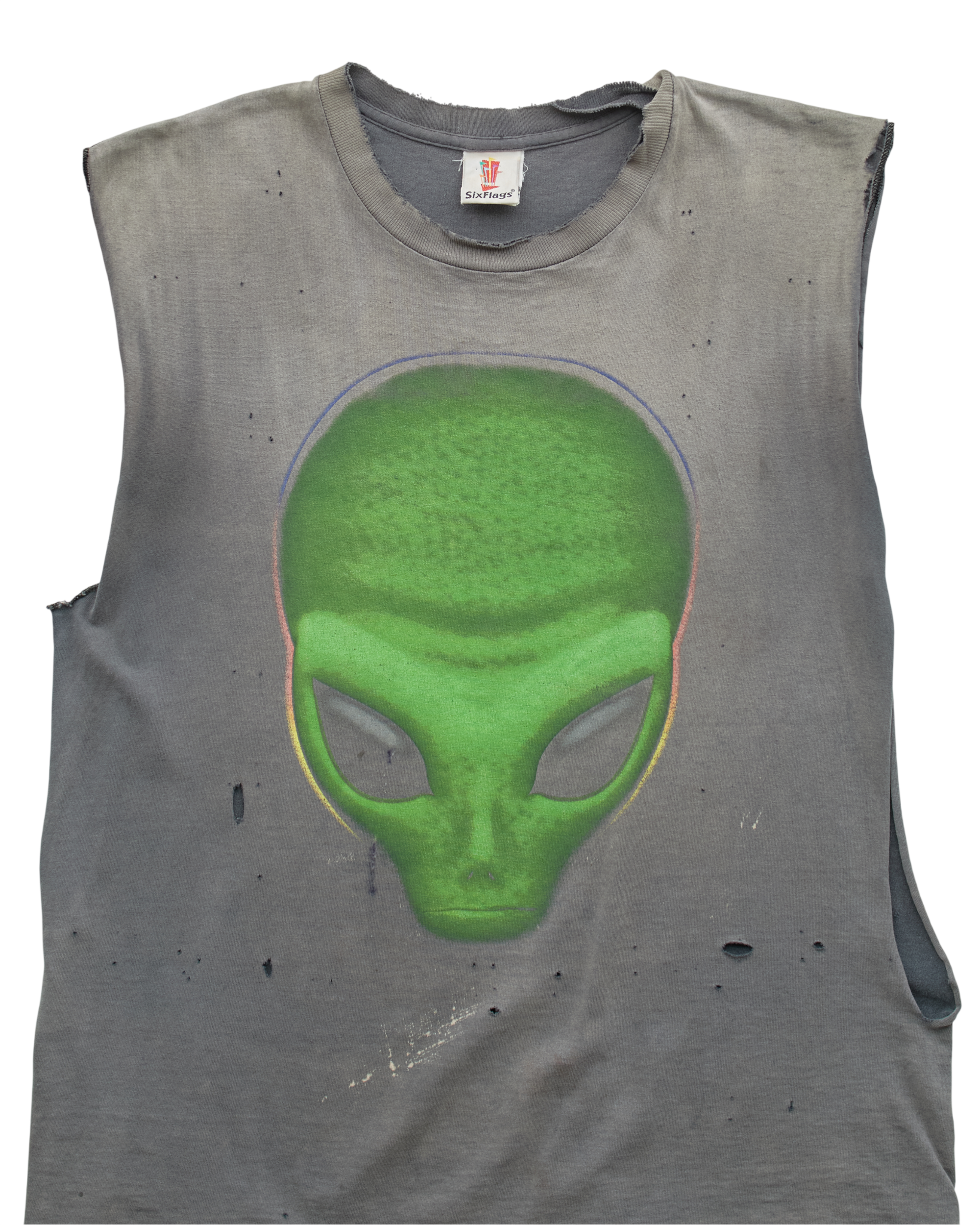 (S) 2000s Alien Six Flags Muscle Tee