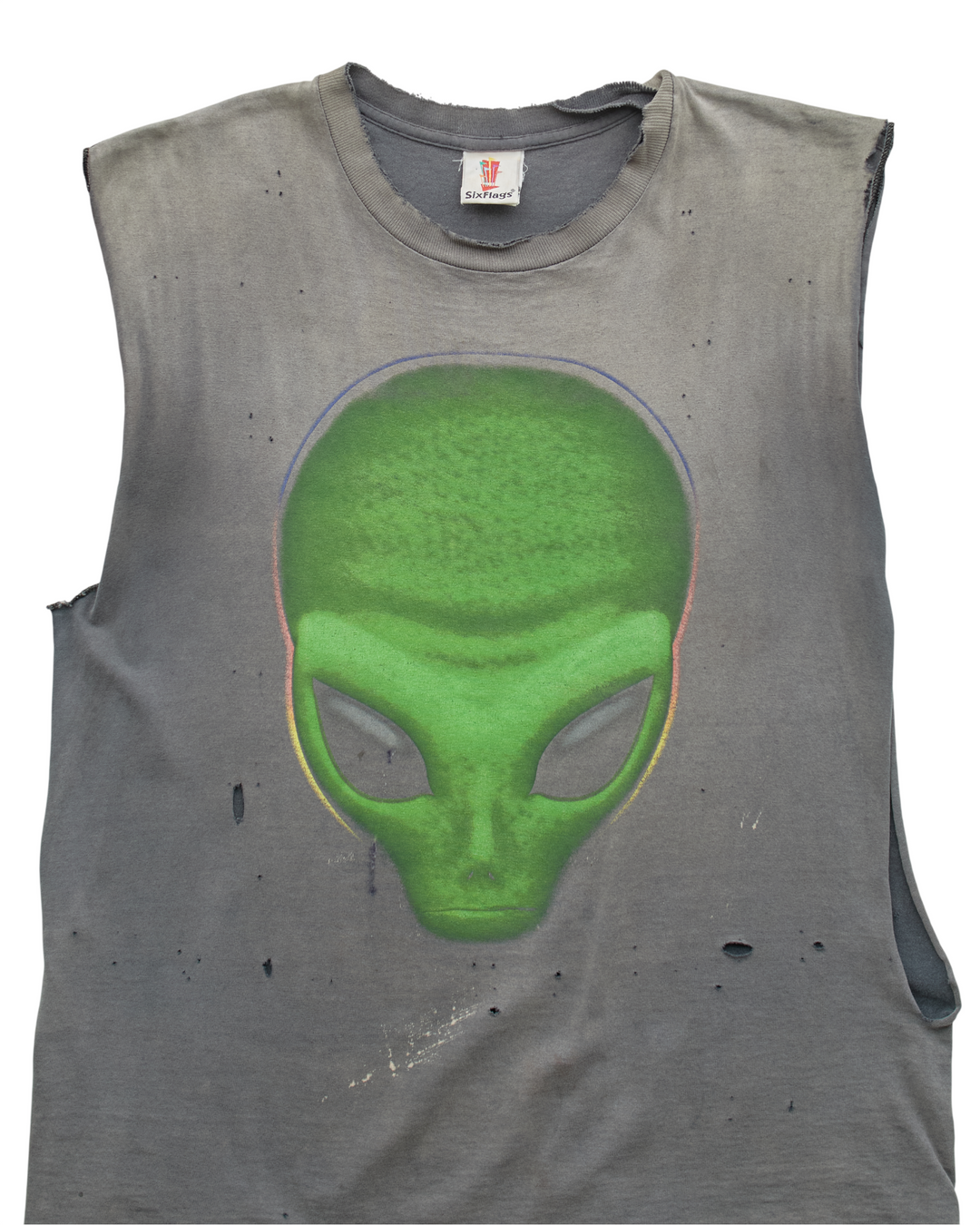 (S) 2000s Alien Six Flags Muscle Tee