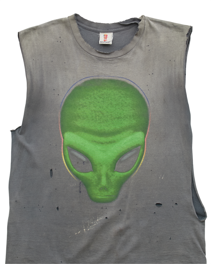 (S) 2000s Alien Six Flags Muscle Tee