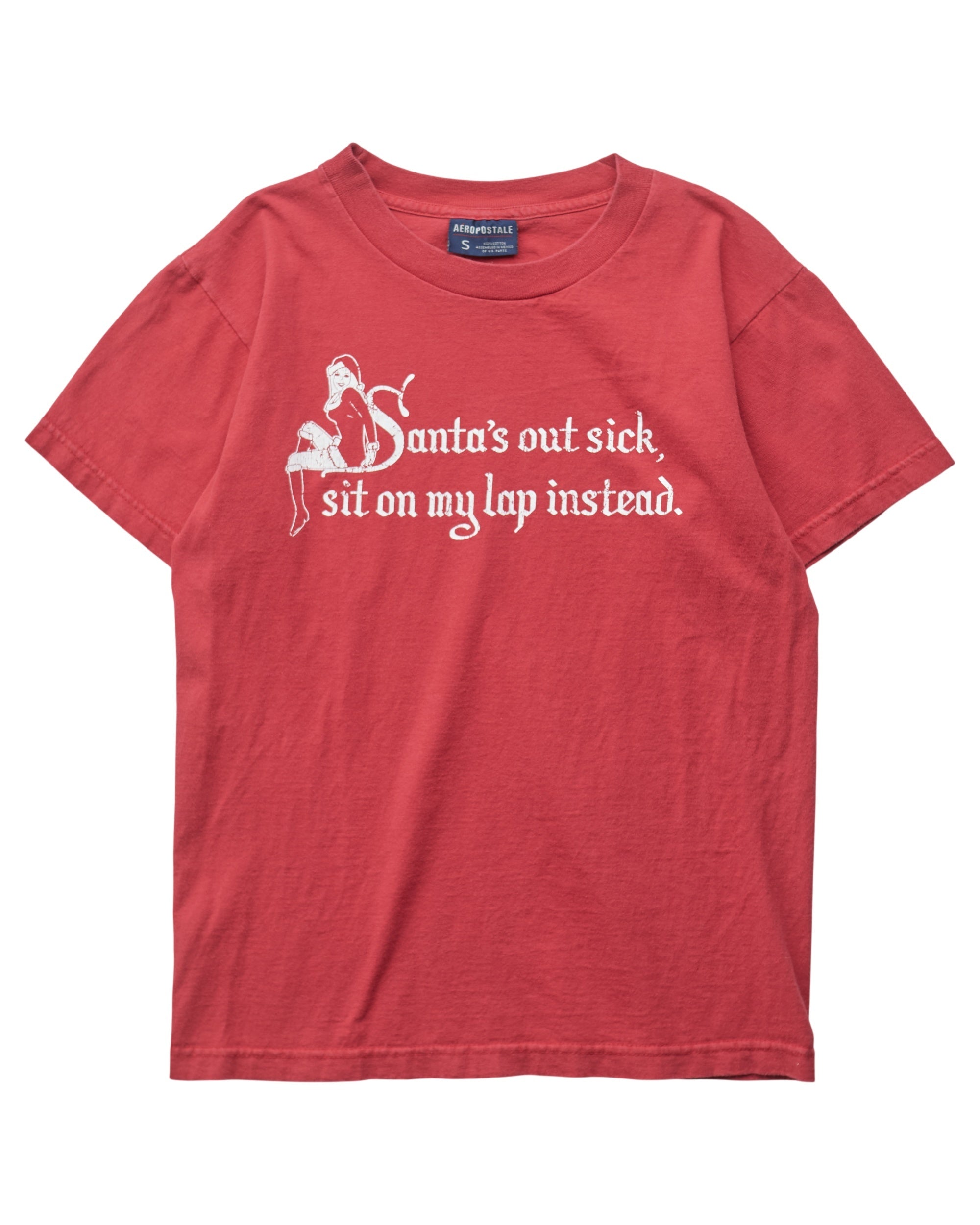(XS) 2000s Santa's Out Sick Sit On My Lap Aeropostale T-Shirt