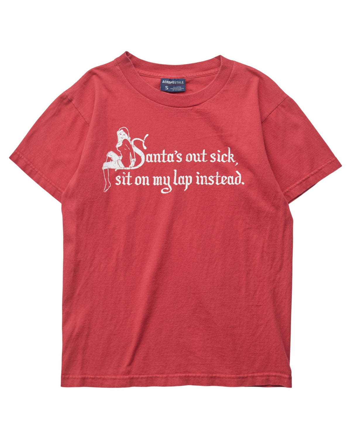 (XS) 2000s Santa's Out Sick Sit On My Lap Aeropostale T-Shirt