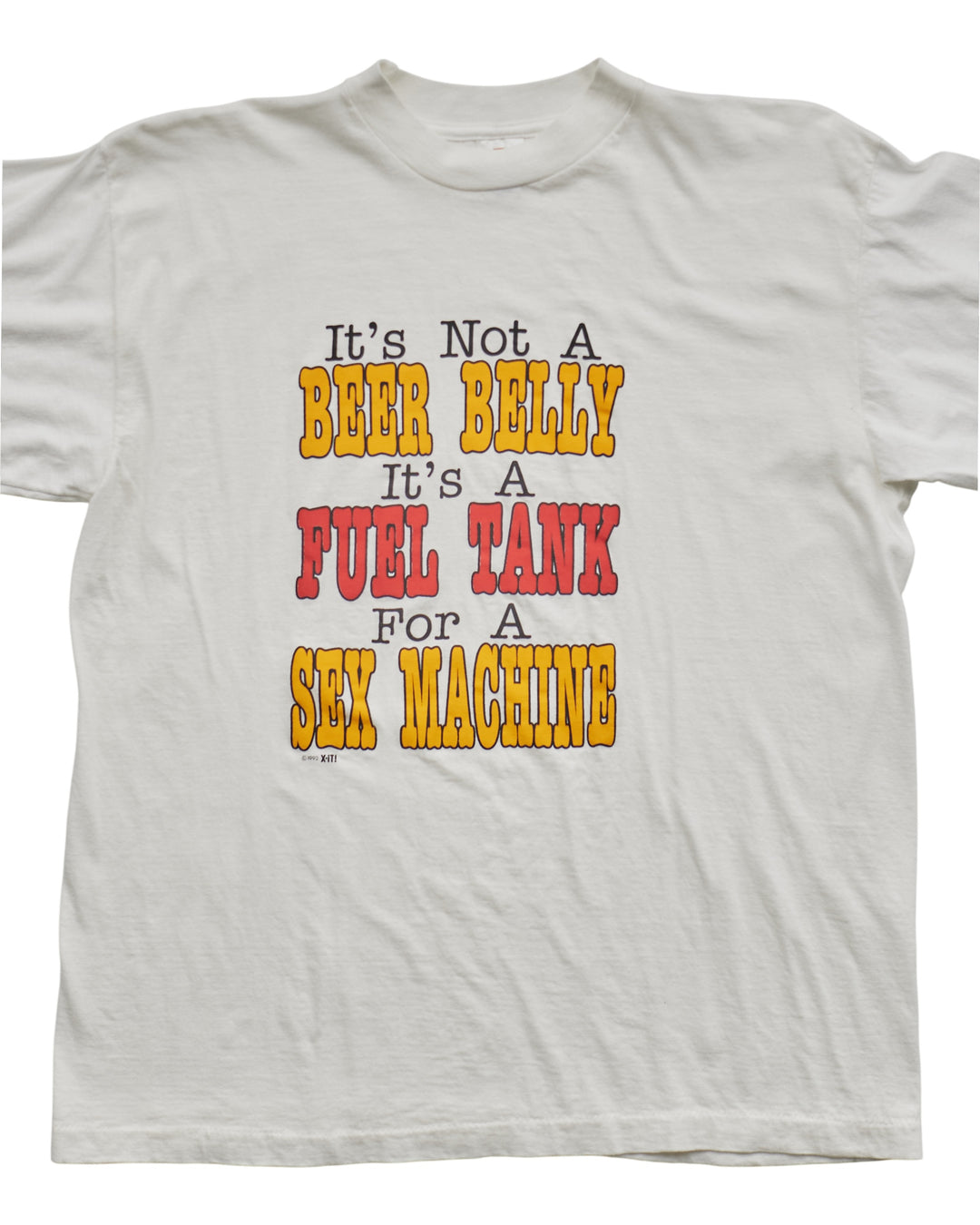 (L) 90s Not A Beer Belly It's A Sex Machine Short Hills Tee T-Shirt