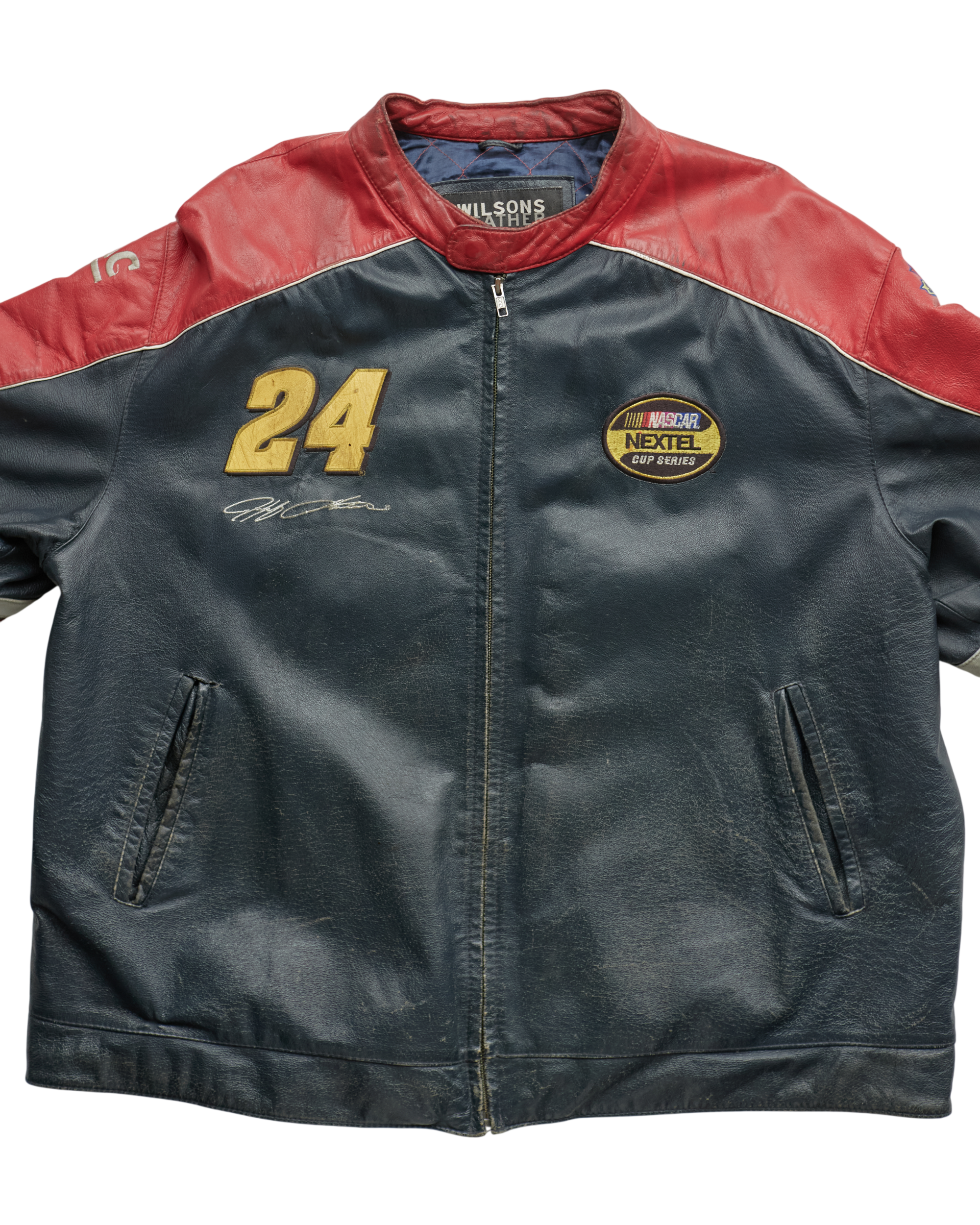(XL) 90s DuPont Nascar Chase Authentics Leather Jacket