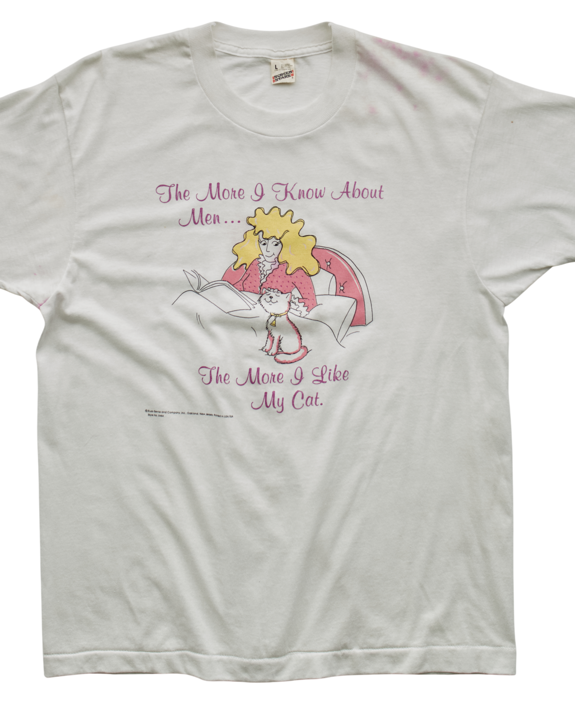 (S) 90s The More I Like My Cat Screen Stars Best T-Shirt